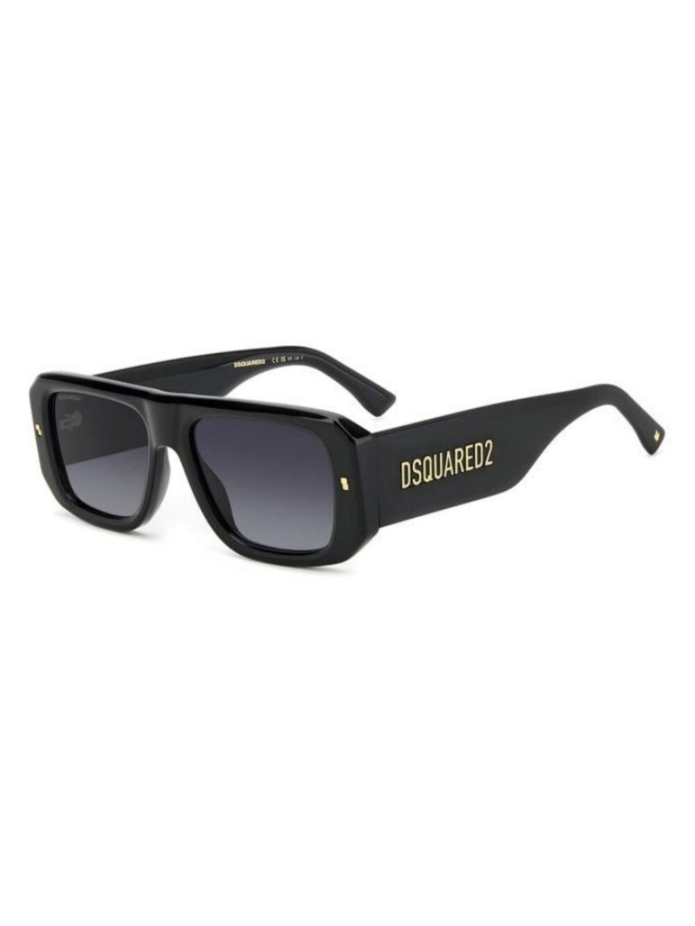 New DSquared2 Men's Sunglasses Black Square Grey Lens Acetate Frame D2 0107 S 54